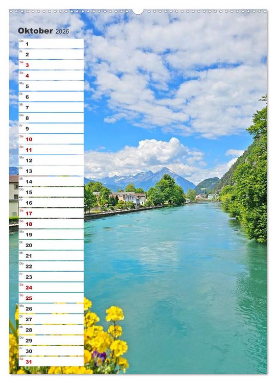 Produktbild: Schweizer Ansichten - Berge, Fl&uuml;sse und Seen in der Schweiz (hochwertiger Premium Wandkalender 2026 DIN A2 hoch), Kunstdruck in Hochglanz
