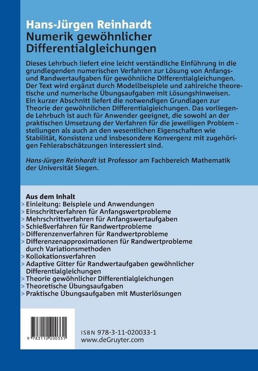 Produktbild: Numerik gew&ouml;hnlicher Differentialgleichungen