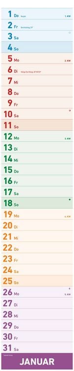 Produktbild: Megaplaner XXL 2026 - Streifen-Kalender 18x86 cm - mit Ferienterminen - viel Platz für Notizen - Wandplaner - Küchenkalender - Alpha Edition