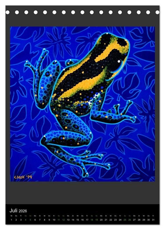 Produktbild: Acrylic paintings - Pfeilgiftfr&ouml;sche und Cham&auml;leons (Tischkalender 2026 DIN A5 hoch), CALVENDO Monatskalender