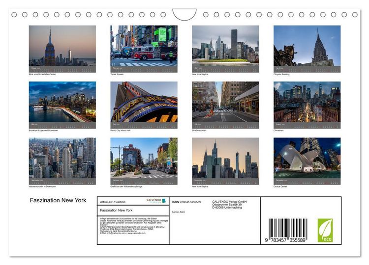 Produktbild: Faszination New York (Wandkalender 2026 DIN A4 quer), CALVENDO Monatskalender
