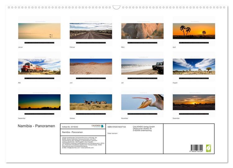 Produktbild: Namibia - Panoramen (Wandkalender 2026 DIN A2 quer), CALVENDO Monatskalender