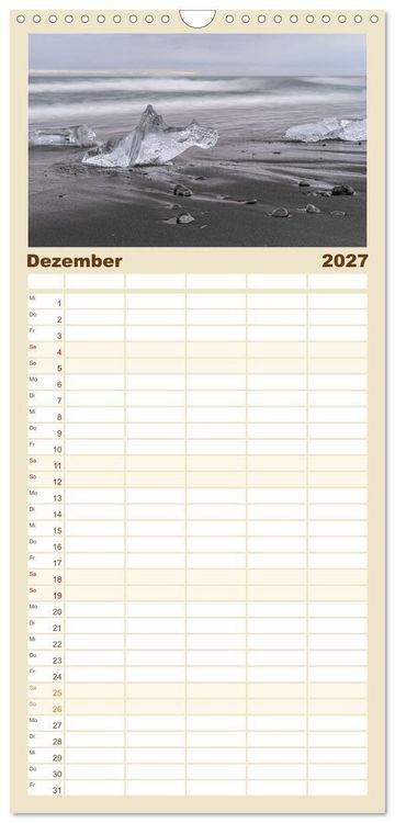 Produktbild: Familienplaner 2027 - Naturwunder in Island mit 5 Spalten (Wandkalender, 21 x 45 cm) CALVENDO