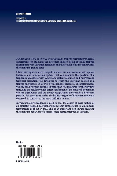 Produktbild: Fundamental Tests of Physics with Optically Trapped Microspheres