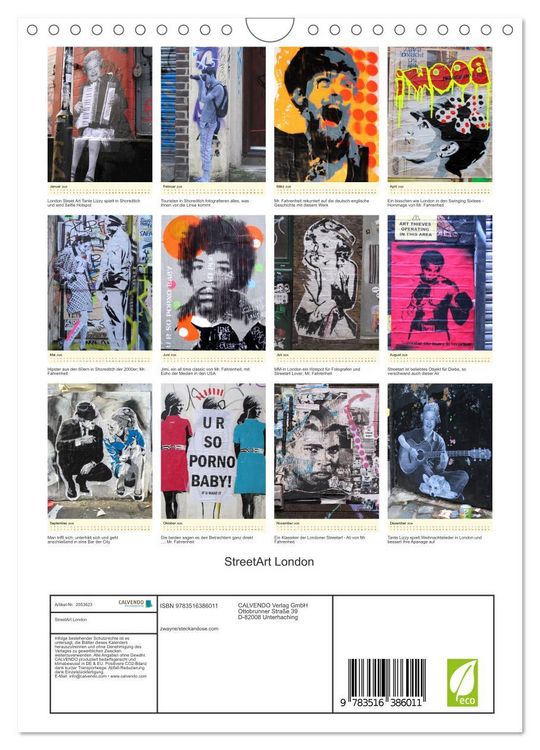 Produktbild: StreetArt London (Wandkalender 2026 DIN A4 hoch), CALVENDO Monatskalender