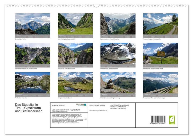 Produktbild: Das Stubaital in Tirol - Gipfelsturm und Gletscherseen (hochwertiger Premium Wandkalender 2026 DIN A2 quer), Kunstdruck in Hochglanz
