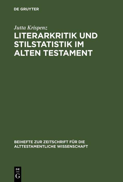 Produktbild: Literarkritik und Stilstatistik im Alten Testament