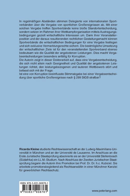 Produktbild: Innerverbandliche Korruption bei der Vergabe von sportlichen Gro&szlig;veranstaltungen und deren Strafbarkeit nach &sect; 299 StGB