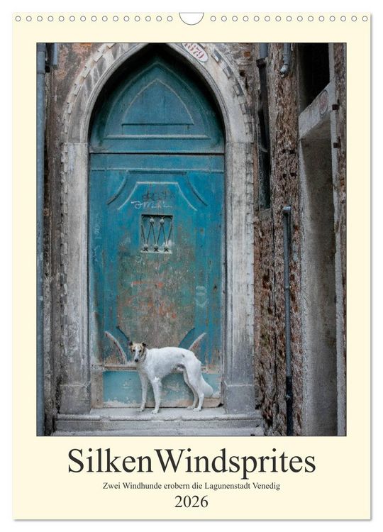 Produktbild: Silken Windsprites - Zwei Windhunde erobern die Lagunenstadt Venedig (Wandkalender 2026 DIN A3 hoch), CALVENDO Monatskalender