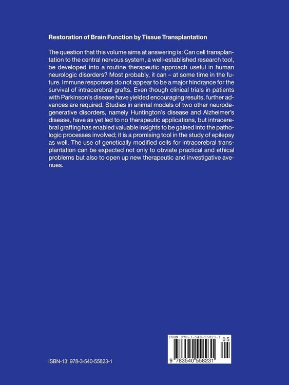 Produktbild: Restoration of Brain Function by Tissue Transplantation