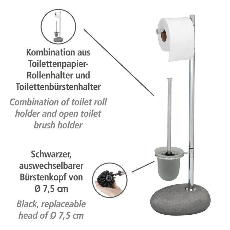 Produktbild: Stand WC-Garnitur Mod. Pebble Stone Grey, aus Polyresin