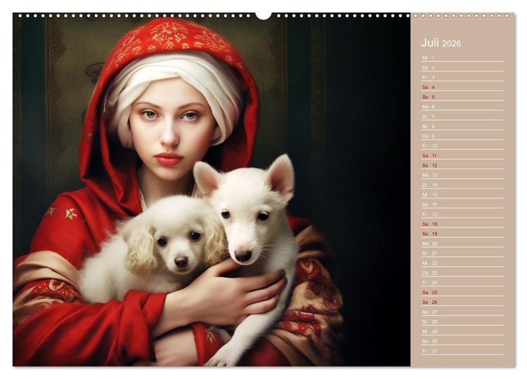 Produktbild: Dame mit Hund (Wandkalender 2026 DIN A2 quer), CALVENDO Monatskalender