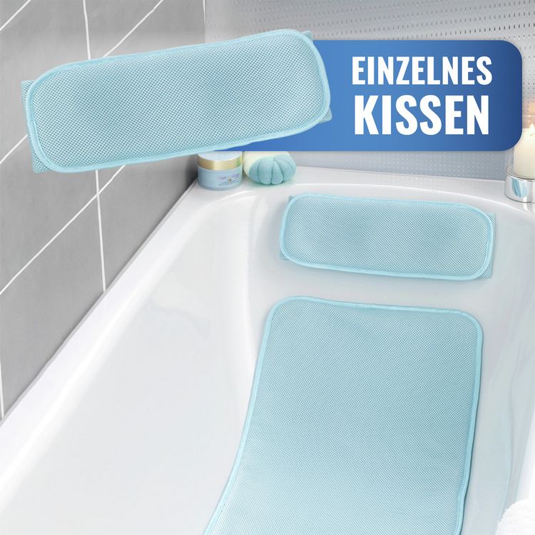 Produktbild: Badewannenmatte mit Kissen, aus 100% druckentlastendem Polyester-3D-Mesh-Gewebe