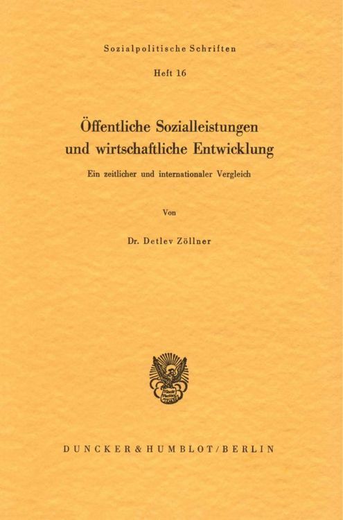 Produktbild: &Ouml;ffentliche Sozialleistungen und wirtschaftliche Entwicklung.