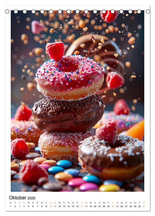 Produktbild: Donuts f&uuml;r Gourmets (Tischkalender 2026 DIN A5 hoch), CALVENDO Monatskalender