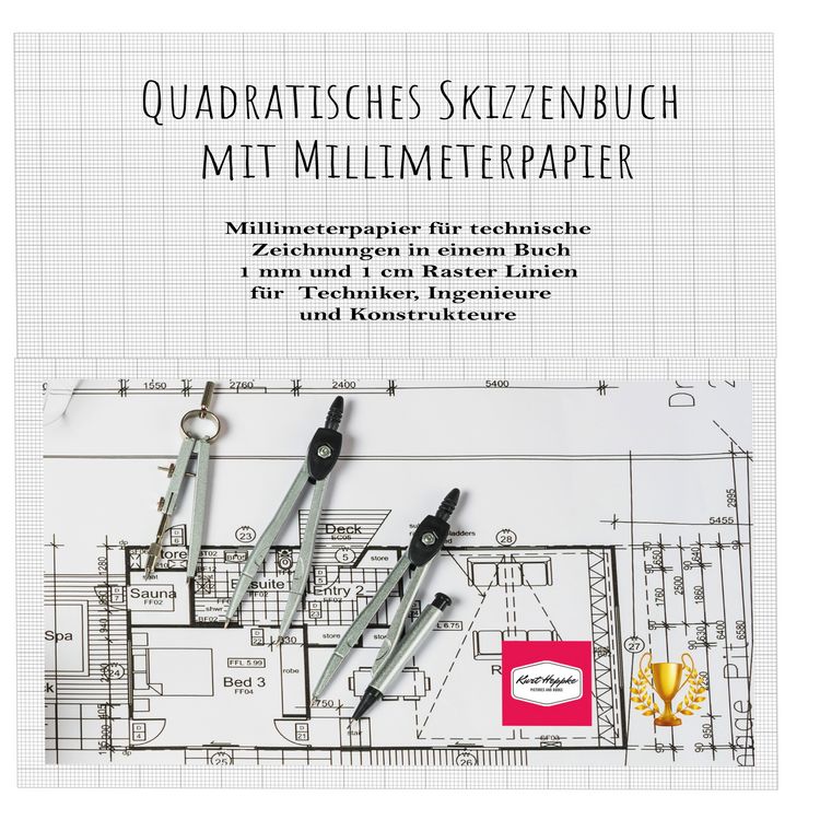 Produktbild: Quadratisches Skizzenbuch mit Millimeterpapier