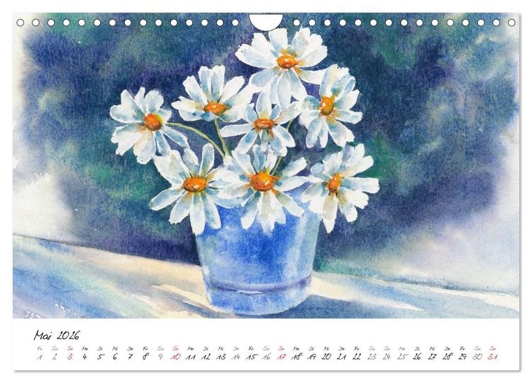 Produktbild: Blumen Bl&uuml;ten Aquarelle (Wandkalender 2026 DIN A4 quer), CALVENDO Monatskalender