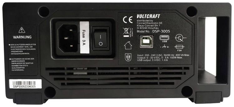 Produktbild: VOLTCRAFT DSP-3005 Labornetzger&auml;t, einstellbar 0 - 30 0 - 5 A 150 W USB 2.0 Stecker A fernsteuerbar Anzahl Ausg&auml;nge 1 x