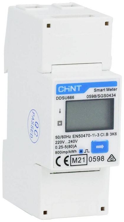 Produktbild: Chint G DDSU666 220/230V 5(80)A RS485 2P MID 313271 Wechselstromz&auml;hler digital MID-konform: Ja 1 St.