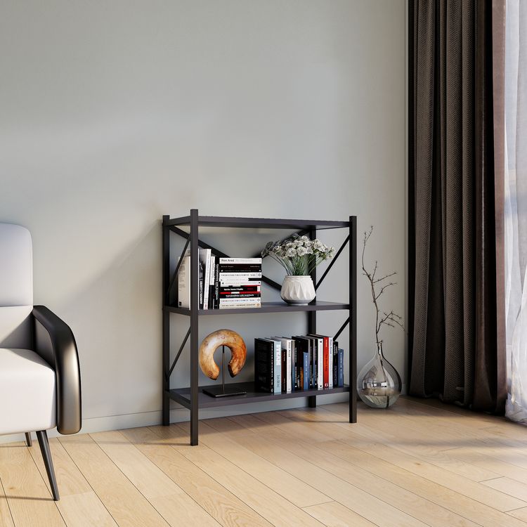 Produktbild: Holz Metall Stand Regal B&uuml;ro B&uuml;cher Insasi 2fach