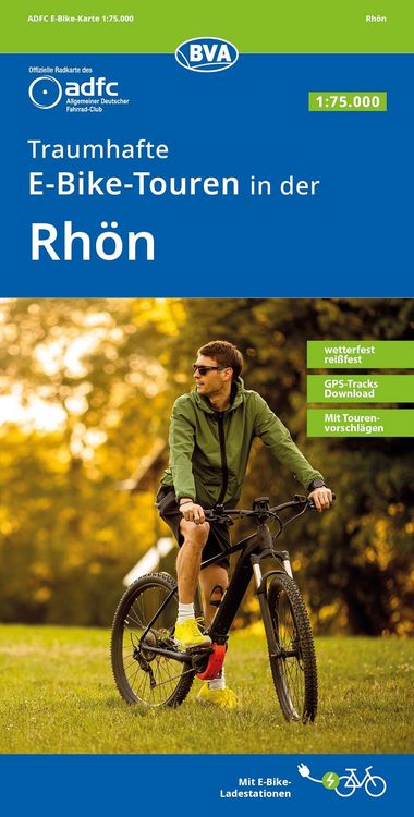 Produktbild: BVA ADFC Regionalkarte Traumhafte E-Bike-Touren in der Rh&ouml;n 1:75.000