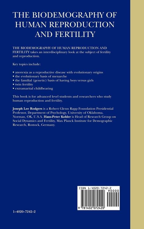 Produktbild: The Biodemography of Human Reproduction and Fertility