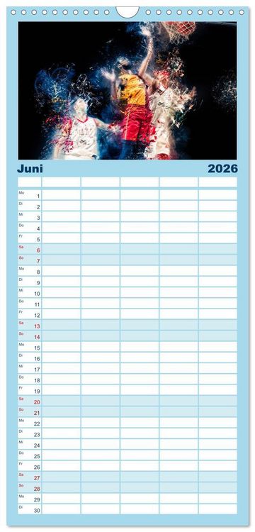 Produktbild: Familienplaner 2026 - Basketball extrem mit 5 Spalten (Wandkalender, 21 x 45 cm) CALVENDO