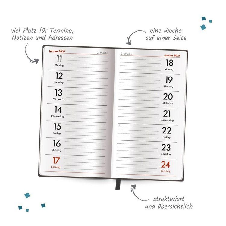 Produktbild: TR&Ouml;TSCH - Taschenterminer Soft Touch Anthrazit 2027