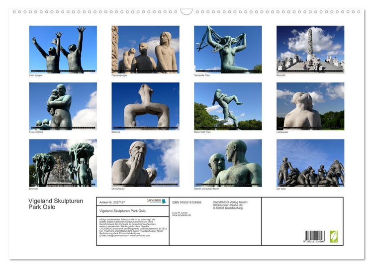 Produktbild: Vigeland Skulpturen Park Oslo (Wandkalender 2026 DIN A2 quer), CALVENDO Monatskalender