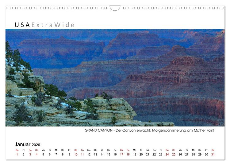 Produktbild: GRAND CANYON Panoramabilder (Wandkalender 2026 DIN A3 quer), CALVENDO Monatskalender