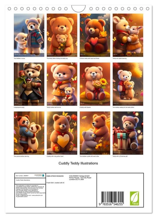 Produktbild: Cuddly Teddy Illustrations (Wall Calendar 2026 DIN A4 portrait), CALVENDO 12 Month Wall Calendar