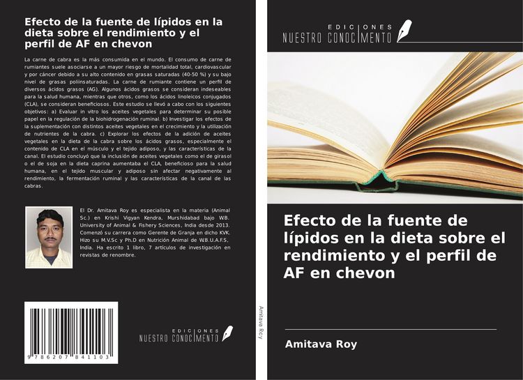 Produktbild: Efecto de la fuente de l&iacute;pidos en la dieta sobre el rendimiento y el perfil de AF en chevon