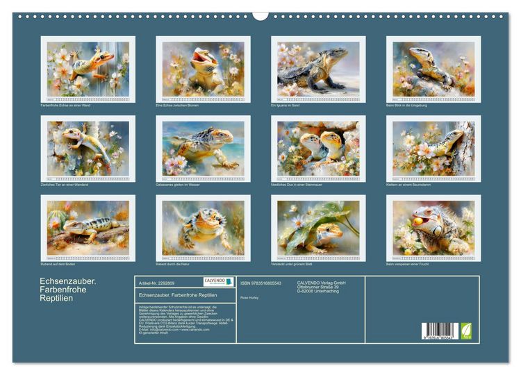 Produktbild: Echsenzauber. Farbenfrohe Reptilien (Wandkalender 2027 DIN A2 quer), CALVENDO Monatskalender