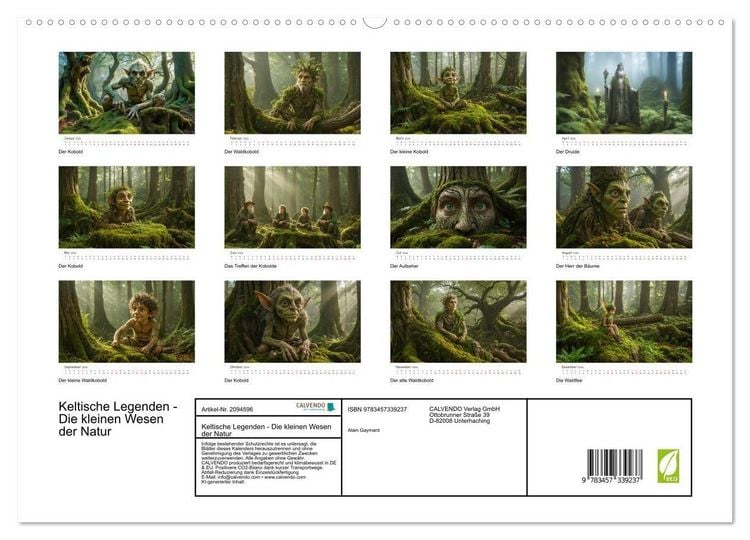 Produktbild: Keltische Legenden - Die kleinen Wesen der Natur (hochwertiger Premium Wandkalender 2026 DIN A2 quer), Kunstdruck in Hochglanz