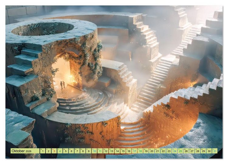 Produktbild: Labyrinthe - Der Fantasie (Tischkalender 2026 DIN A5 quer), CALVENDO Monatskalender