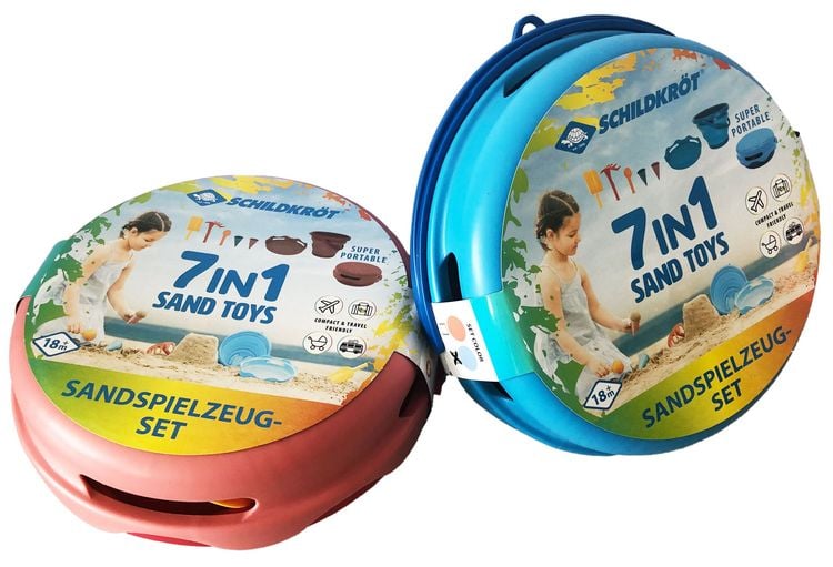 Produktbild: Schildkr&ouml;t Funsports - 7in1 Sand Toys Falteimer Set - blau