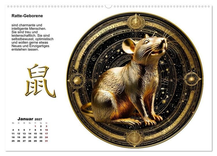 Produktbild: Chinesische Sternzeichen (hochwertiger Premium Wandkalender 2027 DIN A2 quer), Kunstdruck in Hochglanz