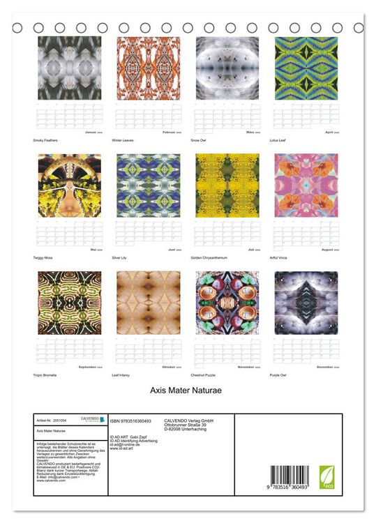 Produktbild: Axis Mater Naturae (Tischkalender 2026 DIN A5 hoch), CALVENDO Monatskalender