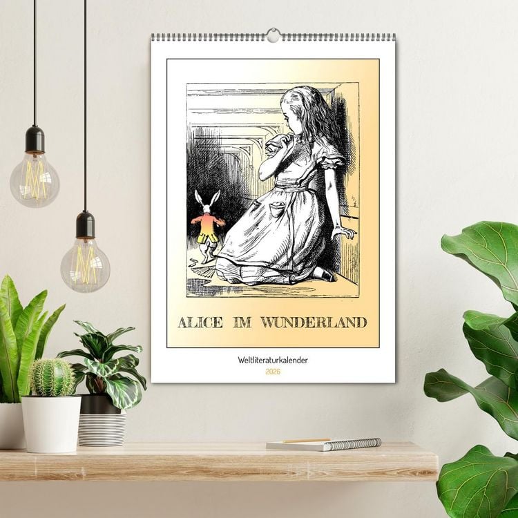Produktbild: Alice im Wunderland - Weltliteraturkalender (Wandkalender 2026 DIN A2 hoch), CALVENDO Monatskalender