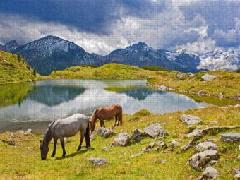Produktbild: CALVENDO Puzzle Zwei Pferde am Krummschnabelsee in Obertauern | 2000 Teile Lege-Gr&ouml;&szlig;e 90x67cm Foto-Puzzle f&uuml;r gl&uuml;ckliche Stunden