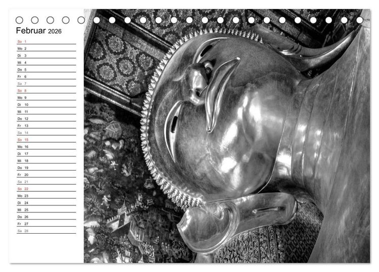 Produktbild: Bangkok Impressionen in Schwarz Wei&szlig; (Tischkalender 2026 DIN A5 quer), CALVENDO Monatskalender
