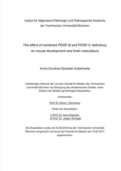 Produktbild: The effect of combined PDGF-B and PDGF-C deficiency on mouse development and brain vasculature