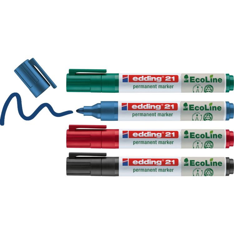 Produktbild: Edding Permamentmarker 21 Ecoline, 4er Set