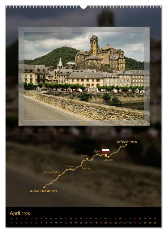 Produktbild: Jakobsweg Via Podiensis (Wandkalender 2026 DIN A2 hoch), CALVENDO Monatskalender