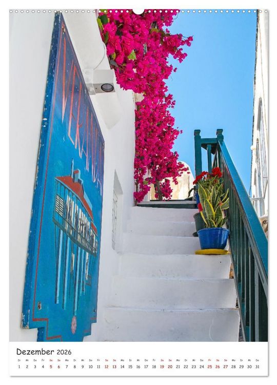 Produktbild: Treppauf, treppab in den Altstadtgassen von Mykonos (Wandkalender 2026 DIN A2 hoch), CALVENDO Monatskalender