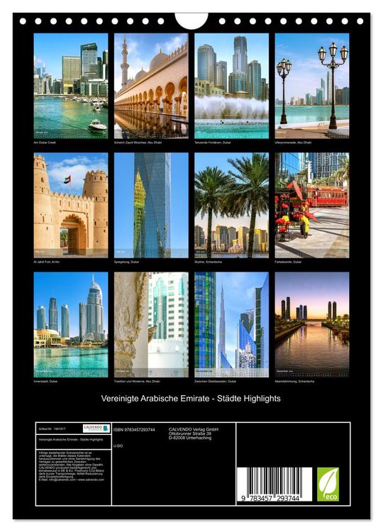 Produktbild: Vereinigte Arabische Emirate - St&auml;dte Highlights (Wandkalender 2026 DIN A4 hoch), CALVENDO Monatskalender