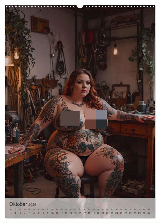 Produktbild: Verf&uuml;hrerische Momente - Kurven und Tattoos (hochwertiger Premium Wandkalender 2026 DIN A2 hoch), Kunstdruck in Hochglanz
