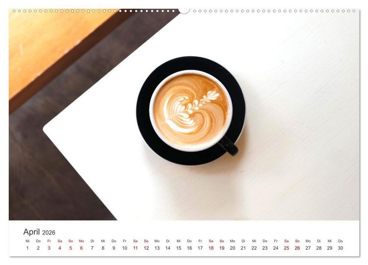 Produktbild: Kaffeekunst - Purer Genuss (Wandkalender 2026 DIN A2 quer), CALVENDO Monatskalender