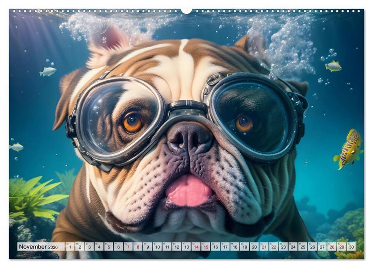 Produktbild: Hunde abgetaucht (hochwertiger Premium Wandkalender 2026 DIN A2 quer), Kunstdruck in Hochglanz