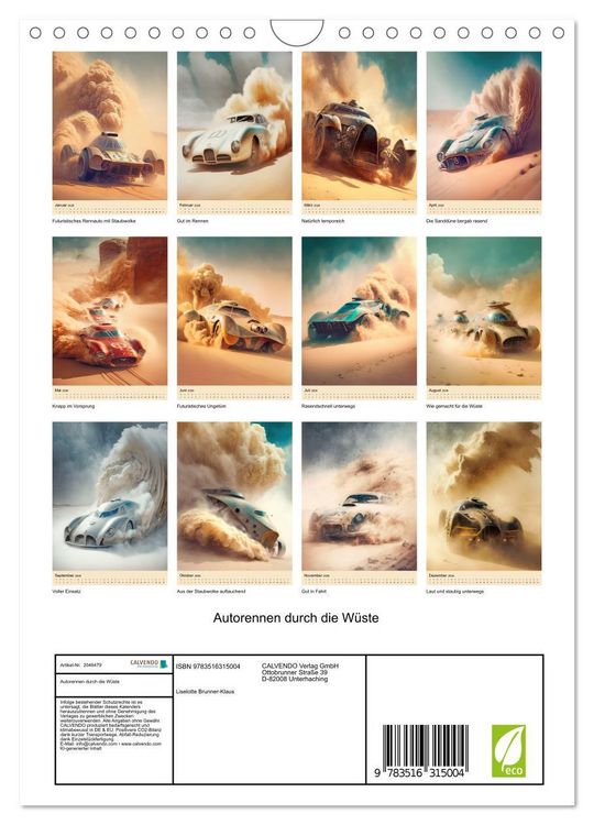 Produktbild: Autorennen durch die W&uuml;ste (Wandkalender 2026 DIN A4 hoch), CALVENDO Monatskalender